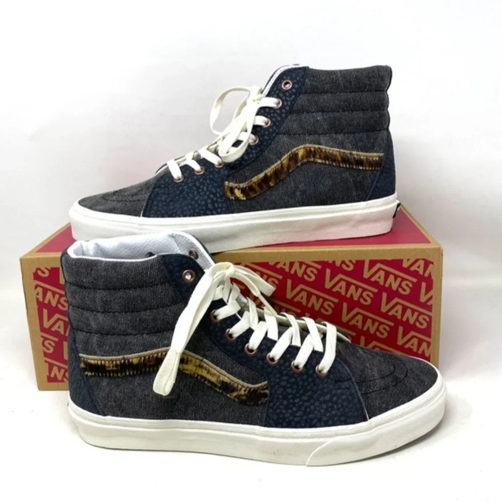 VANS Sk8-Hi Shoes High Top Gray Canvas Leather Women's Size Casual VN0A5JMJ1O7